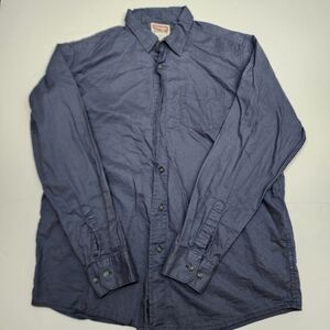 Wrangler Jeans CO Button Down Shirt Mens Size L Navy Blue Long Sleeve Cotton